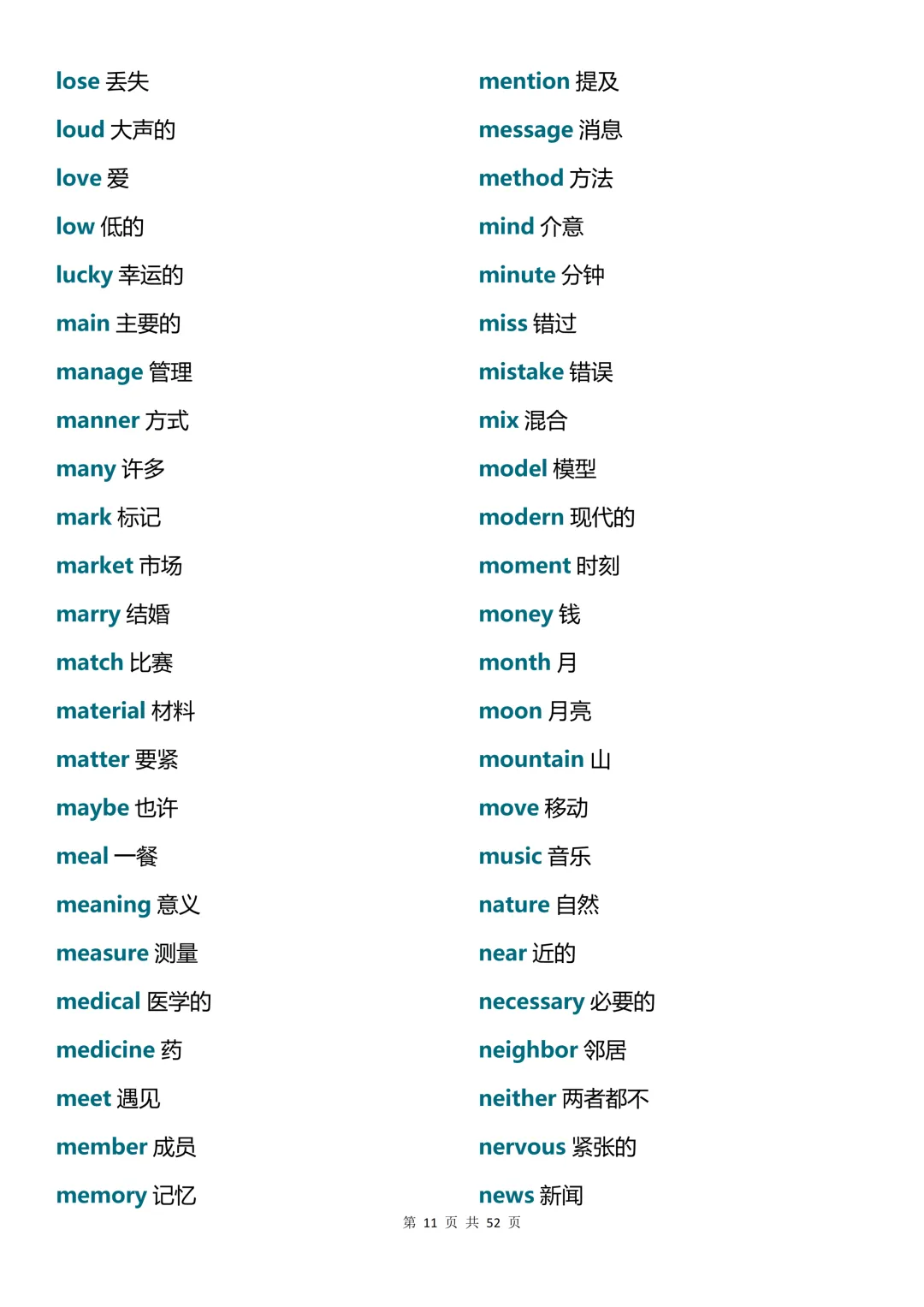 中考英语必背688高频词-第11张图片-四季读书网