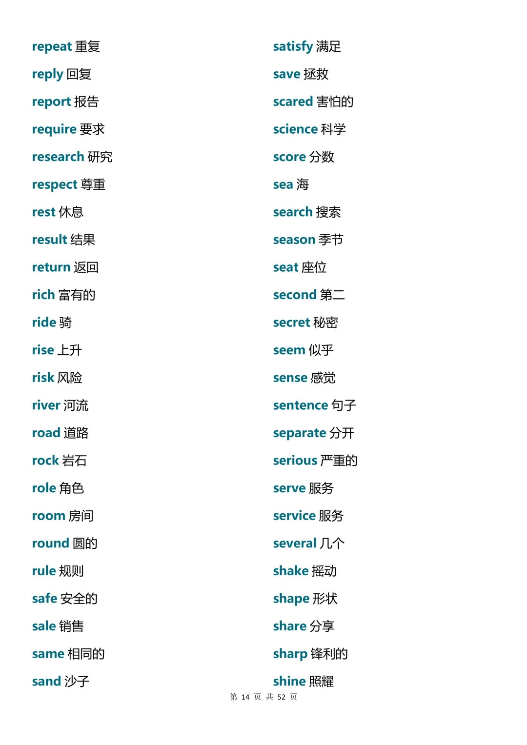 中考英语必背688高频词-第14张图片-四季读书网