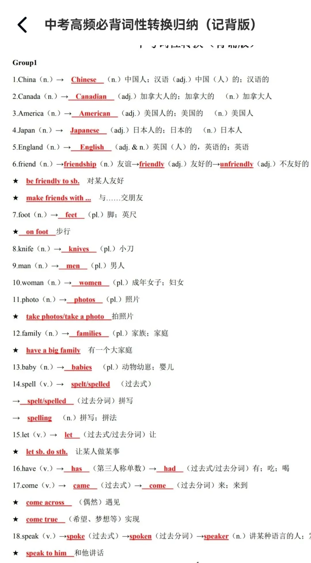 中考必备|2027中考必背高频词性转换——记背版+默写版(可下载)-第1张图片-四季读书网