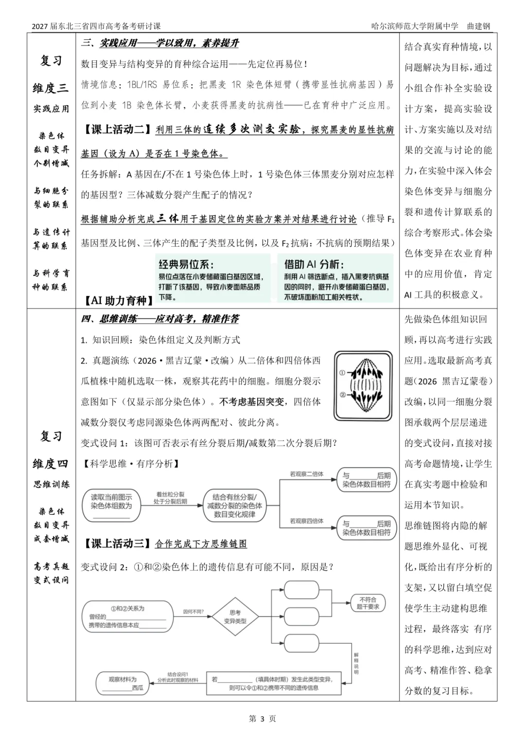 东北三省四市高考备考研讨示范课|染色体变异——曲建钢-第6张图片-四季读书网 东北三省四市高考备考研讨示范课|染色体变异——曲建钢-第6张图片-四季读书网