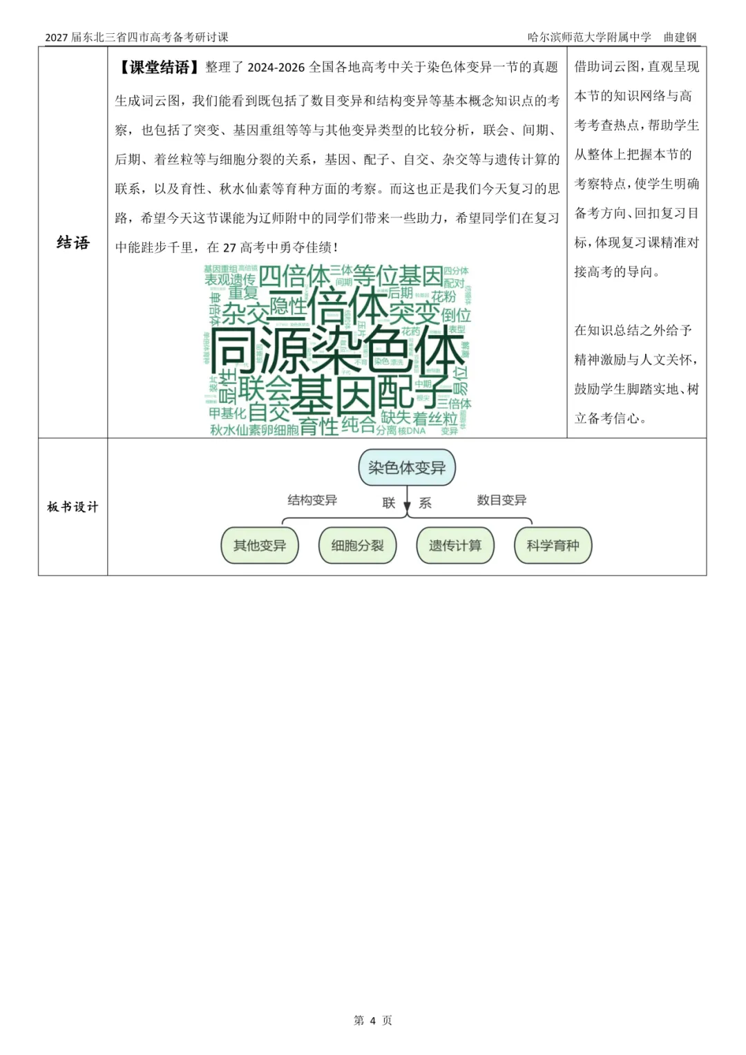 东北三省四市高考备考研讨示范课|染色体变异——曲建钢-第7张图片-四季读书网 东北三省四市高考备考研讨示范课|染色体变异——曲建钢-第7张图片-四季读书网