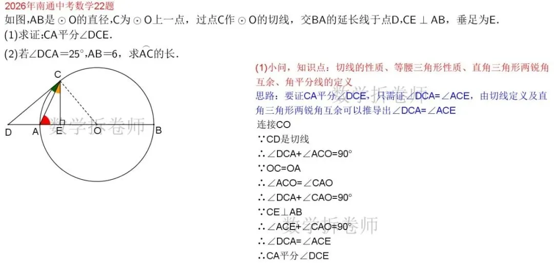 2026年南通中考数学22题(圆综大题)-第2张图片-四季读书网