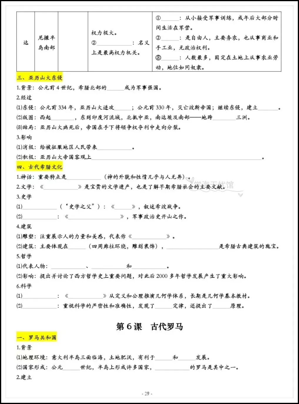 初三历史|2026年新九年级上册历史必背重点知识汇总(背诵+默写版)-第14张图片-四季读书网