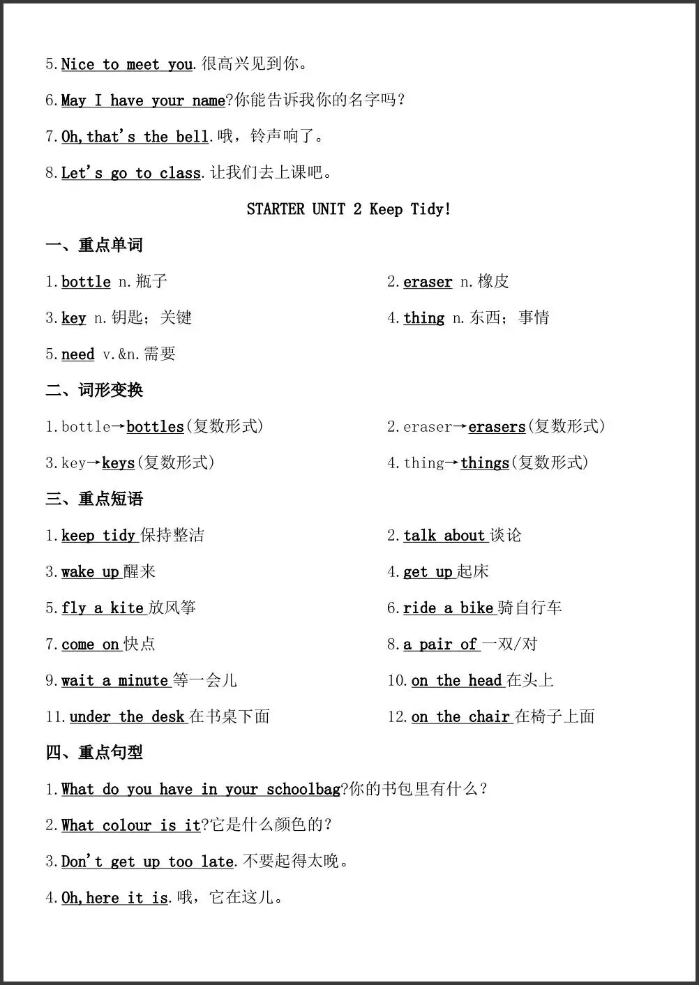 初一新版 2026 七上英语月考复习必背考点汇总,可打印版!-第2张图片-四季读书网 初一新版 2026 七上英语月考复习必背考点汇总,可打印版!-第2张图片-四季读书网