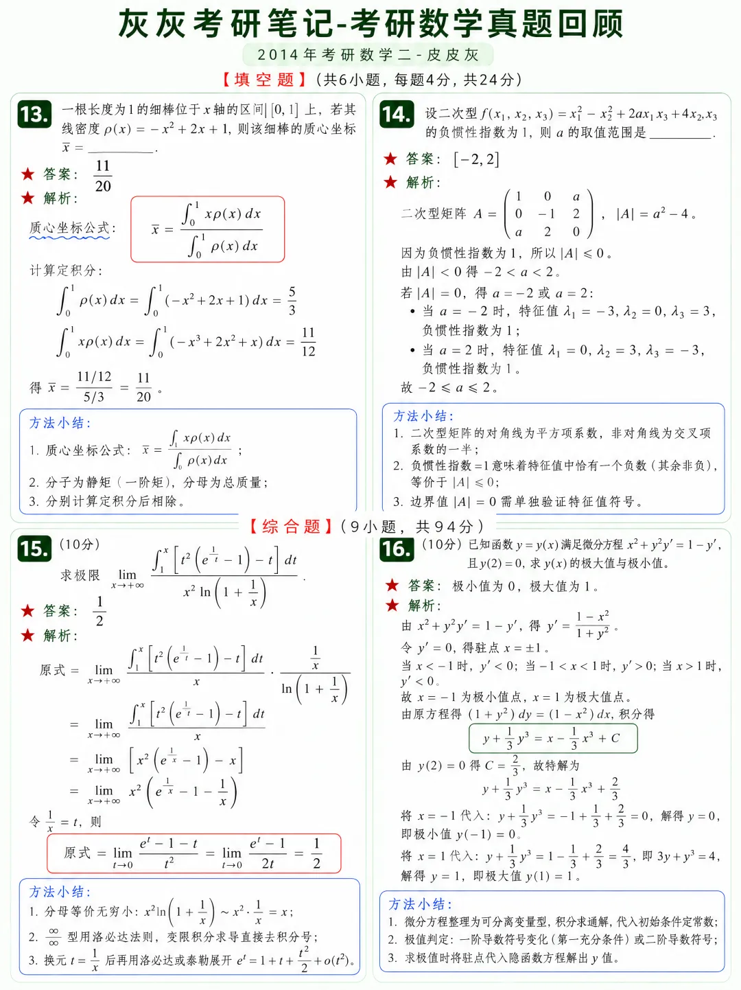 【2014年】考研数学二真题方法论-第5张图片-四季读书网