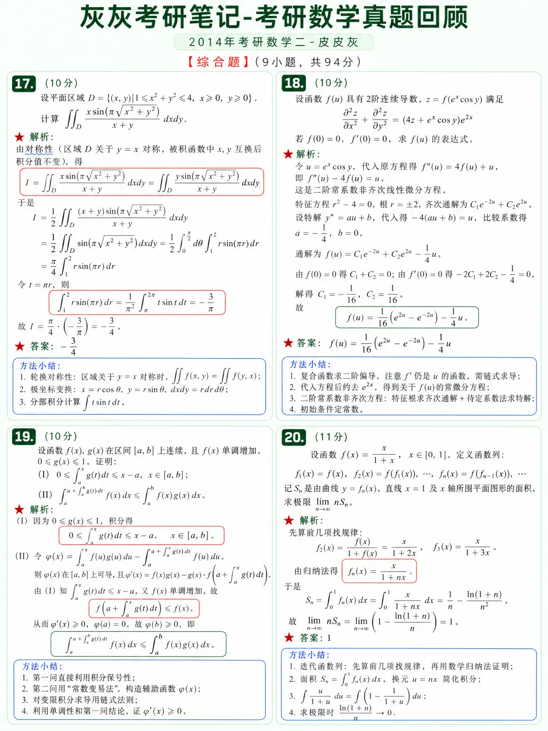 【2014年】考研数学二真题方法论-第6张图片-四季读书网