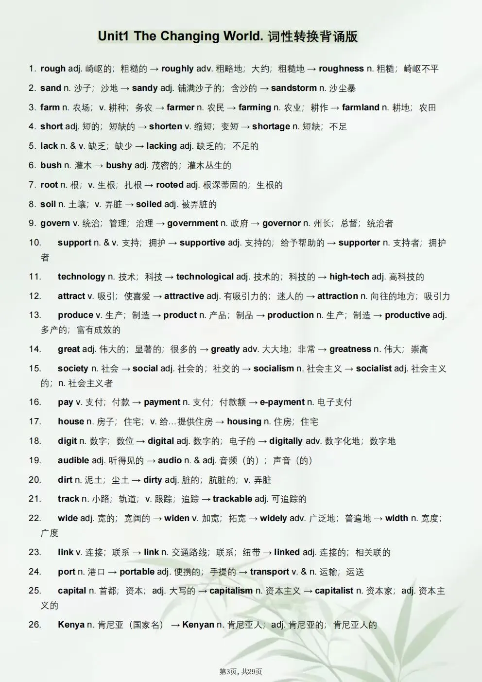 2026-2027学年初三九年级上册英语(新版)词性转化知识点总结+词性转化分层练习(电子版可下载打印)-第4张图片-四季读书网 2026-2027学年初三九年级上册英语(新版)词性转化知识点总结+词性转化分层练习(电子版可下载打印)-第4张图片-四季读书网