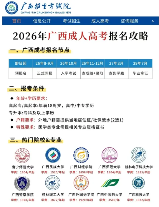 广西成人高考2026报名攻略!-第2张图片-四季读书网