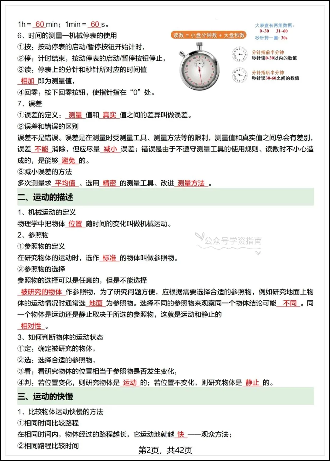 初二物理|2026年人教版八上物理全册核心知识汇总背诵,含默写版可练习!-第4张图片-四季读书网