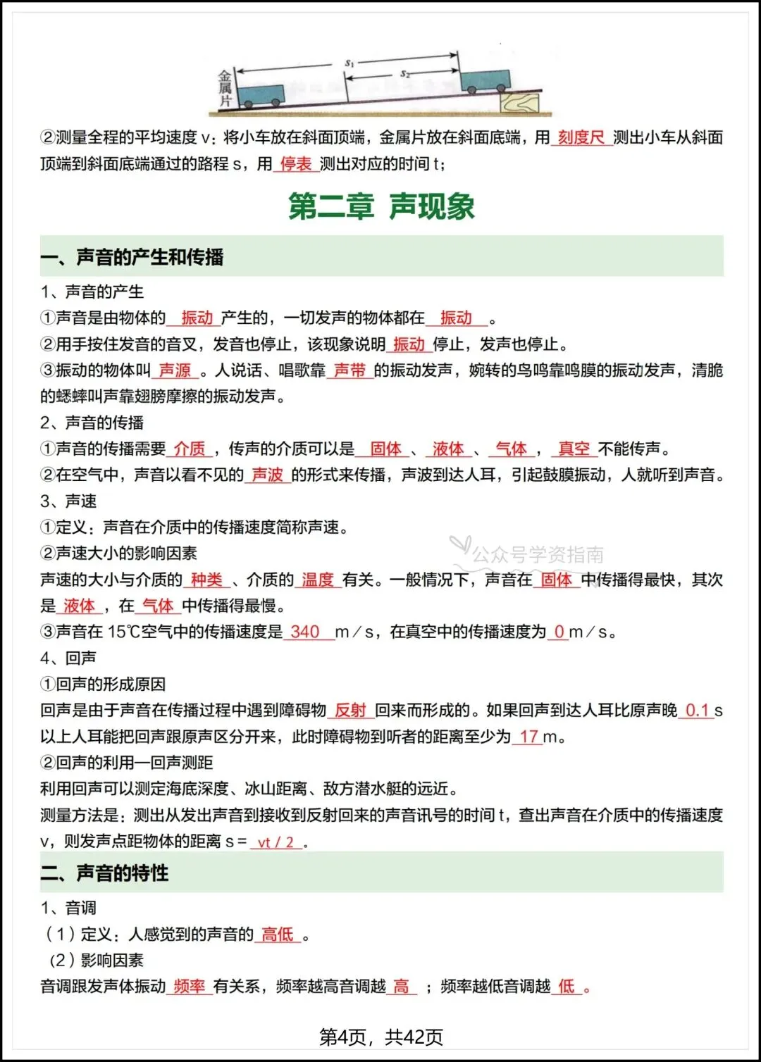 初二物理|2026年人教版八上物理全册核心知识汇总背诵,含默写版可练习!-第6张图片-四季读书网