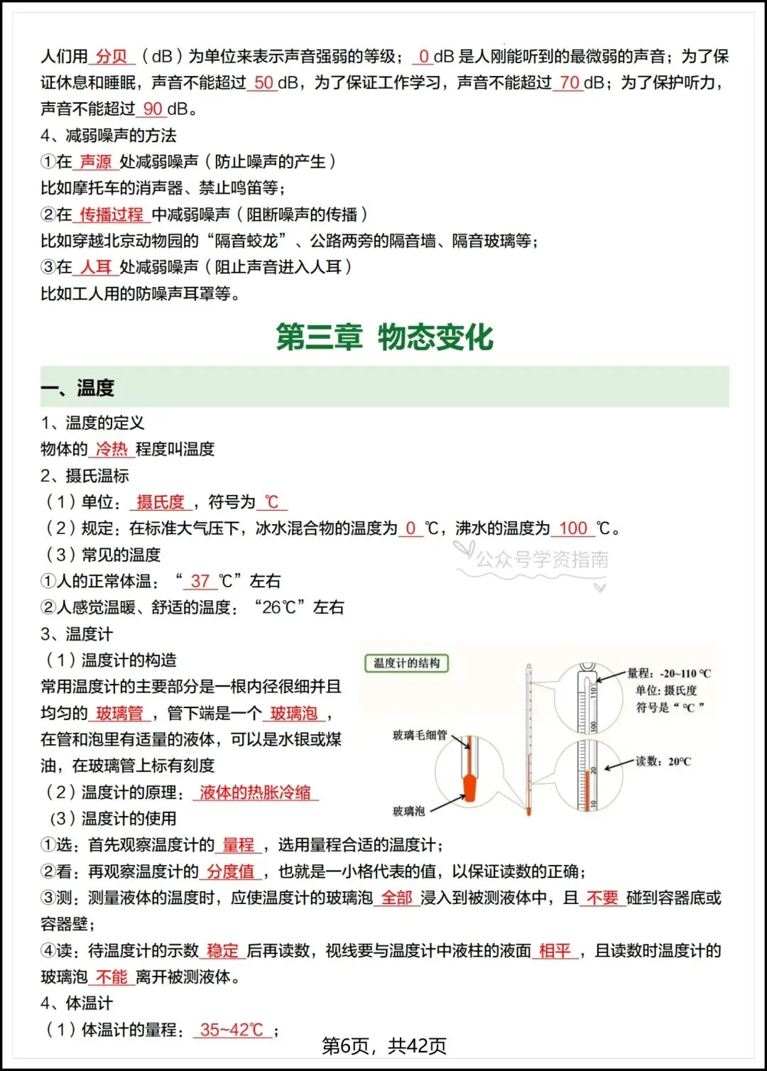 初二物理|2026年人教版八上物理全册核心知识汇总背诵,含默写版可练习!-第8张图片-四季读书网