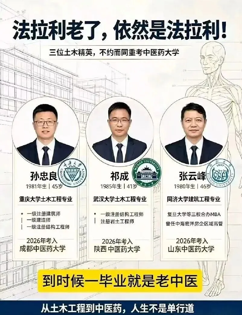 3位土木大佬重新参加高考,均选择中医专业!-第1张图片-四季读书网