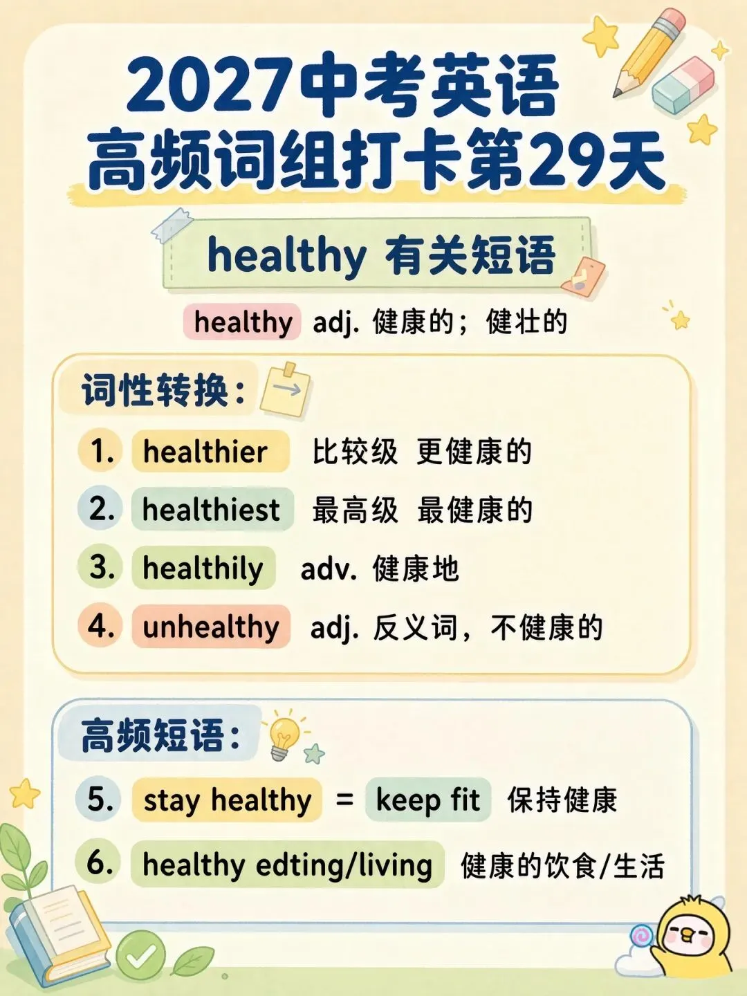 2027年中考英语 | 高频词组打卡第1-33天 含视频带练-第12张图片-四季读书网