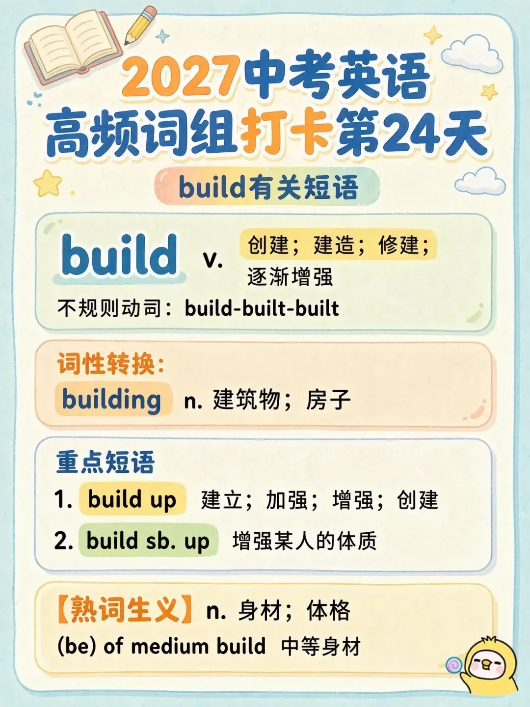 2027年中考英语 | 高频词组打卡第1-33天 含视频带练-第38张图片-四季读书网