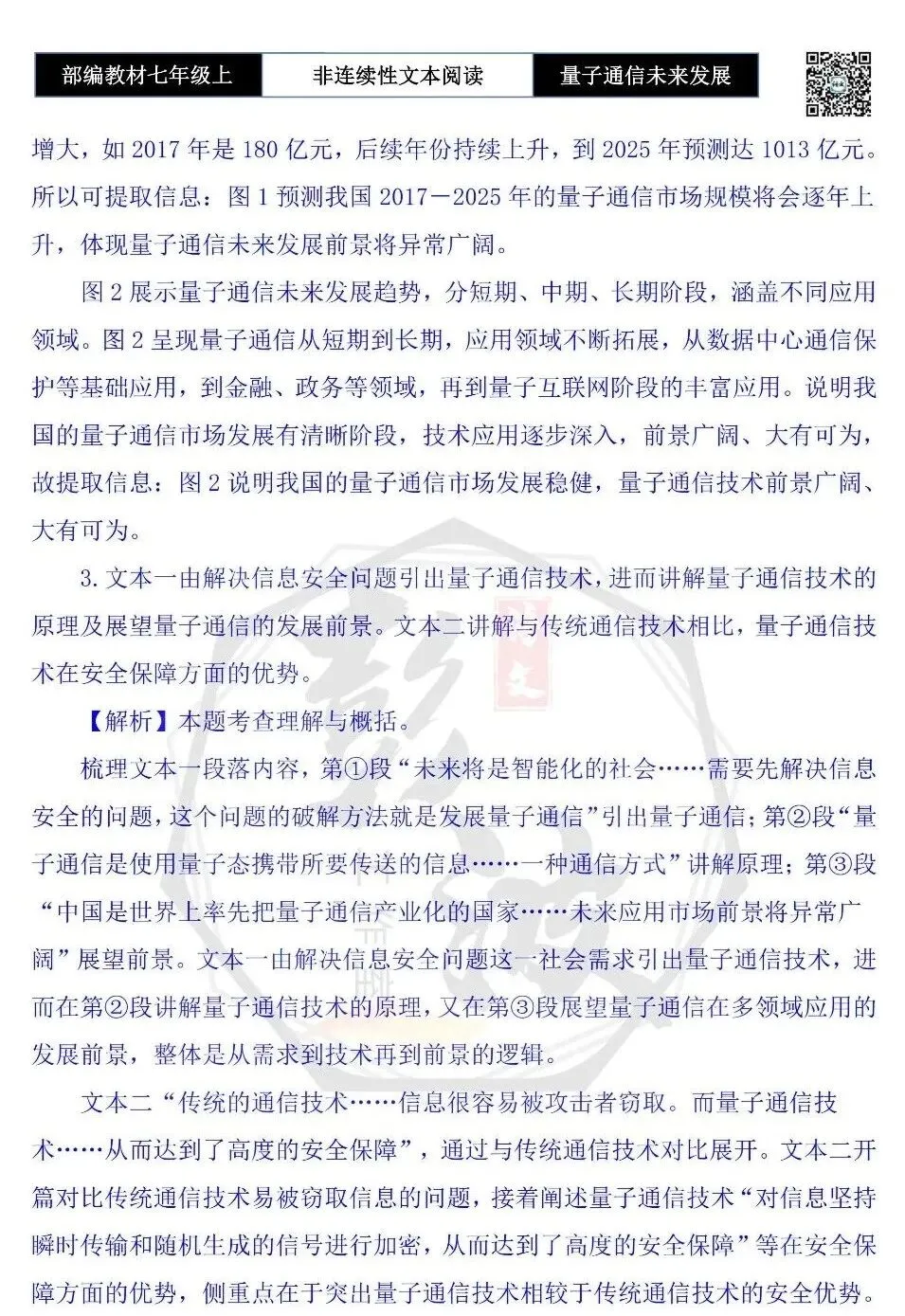 【非连续性文本阅读-真题演练】七年级上-18-量子通信未来发展-试题精析-第7张图片-四季读书网 【非连续性文本阅读-真题演练】七年级上-18-量子通信未来发展-试题精析-第7张图片-四季读书网