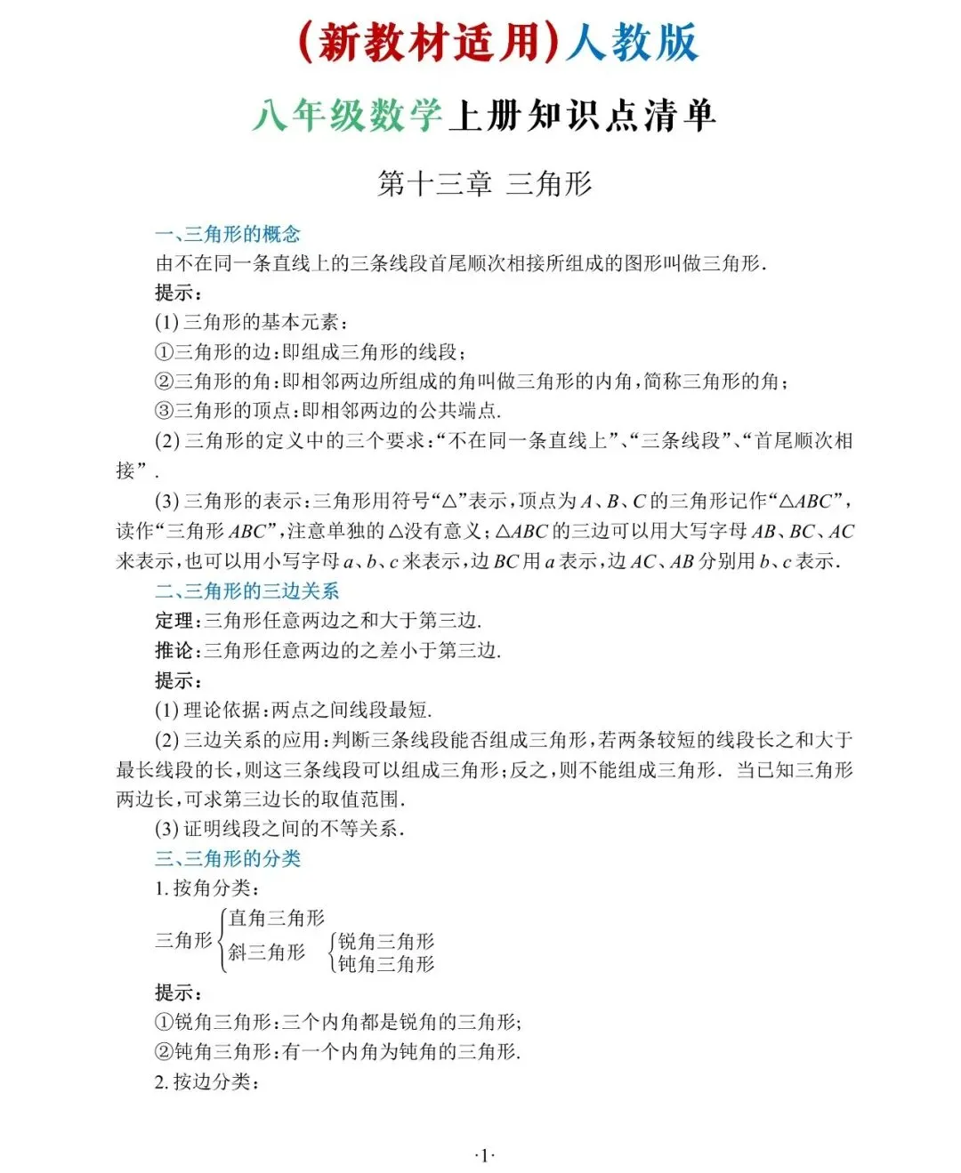 初二数学想稳高分?全册核心知识点清单,一套吃透重点-第1张图片-四季读书网