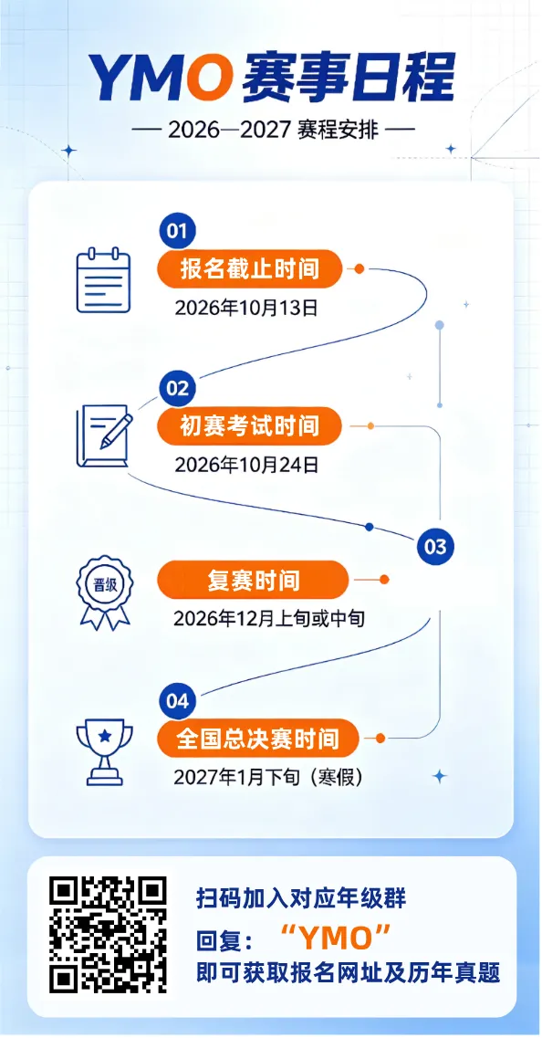 WMO、YMO赛事日程来啦~各年级真题免费领取!-第2张图片-四季读书网