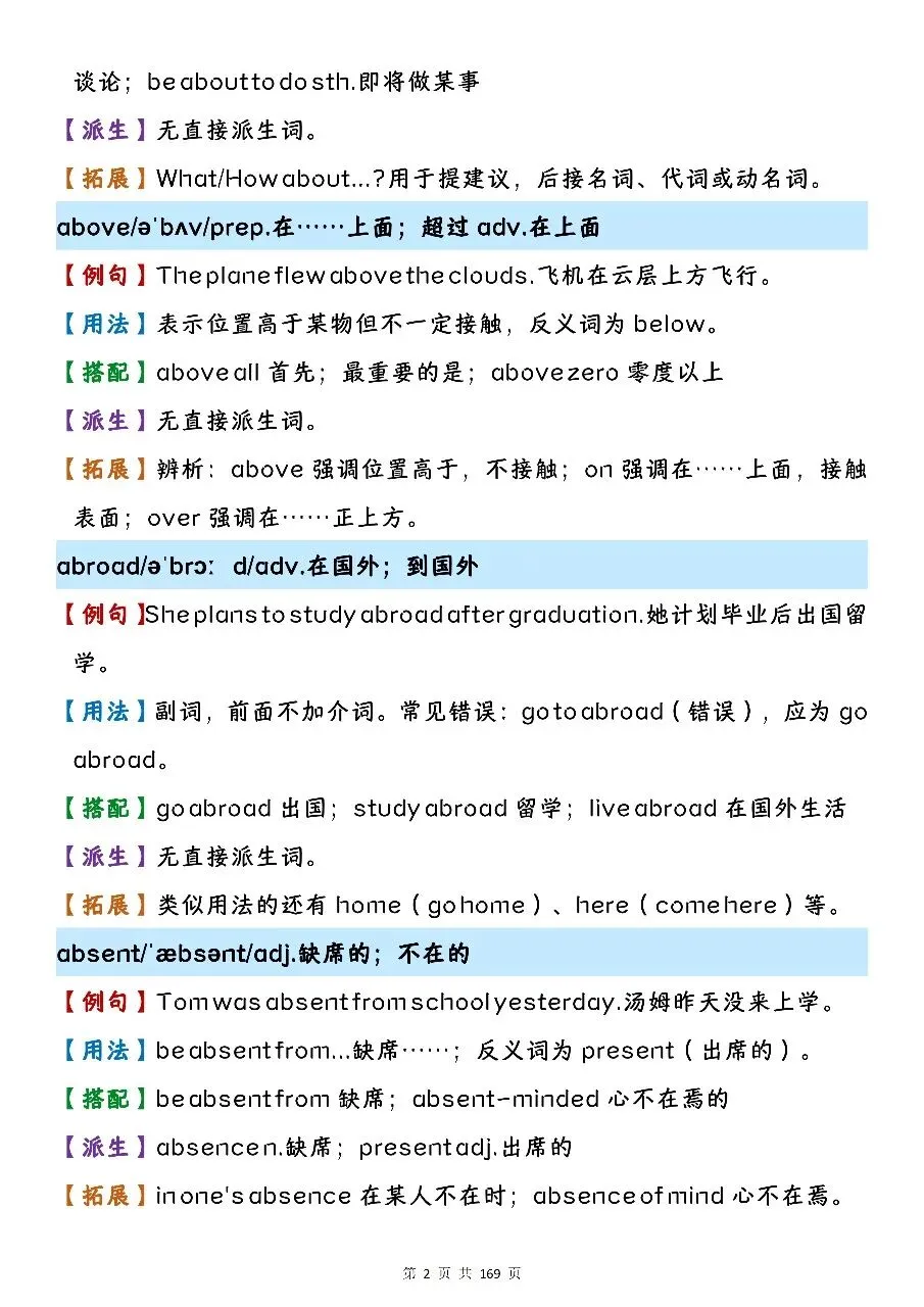 可以保存打印出来的中考英语核心 1600 词汇精讲,都总结出来了,看完你就厉害了-第2张图片-四季读书网