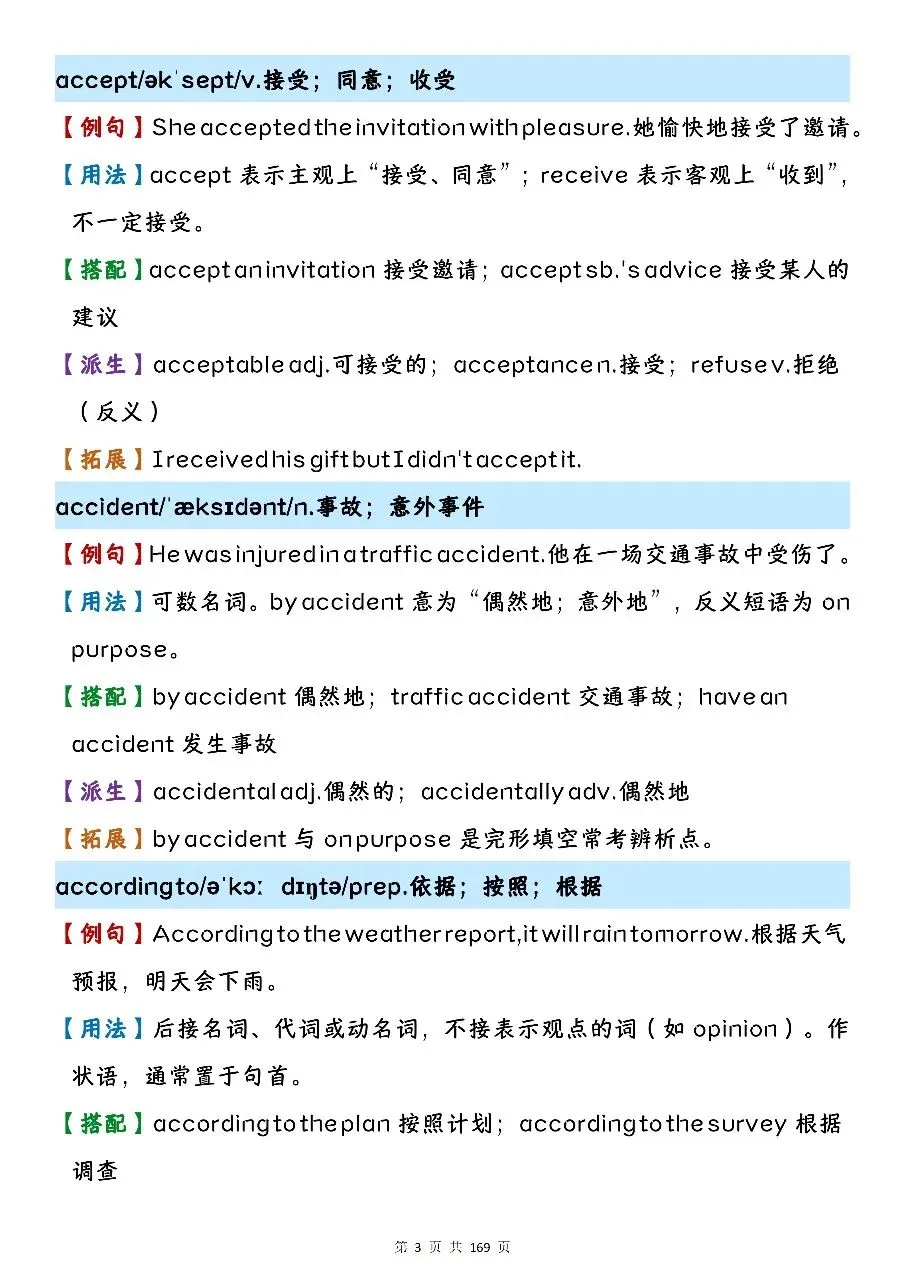 可以保存打印出来的中考英语核心 1600 词汇精讲,都总结出来了,看完你就厉害了-第3张图片-四季读书网