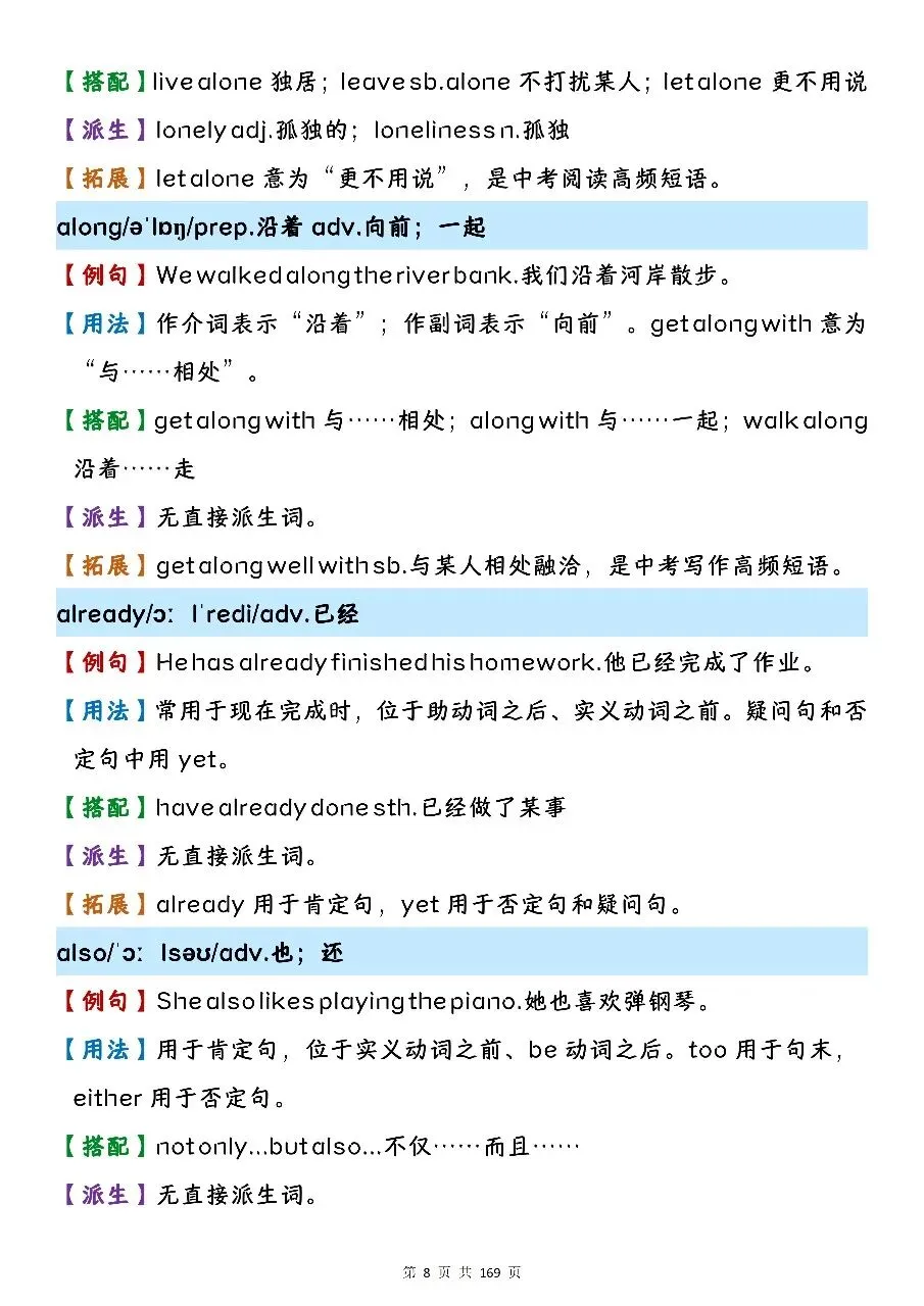 可以保存打印出来的中考英语核心 1600 词汇精讲,都总结出来了,看完你就厉害了-第8张图片-四季读书网