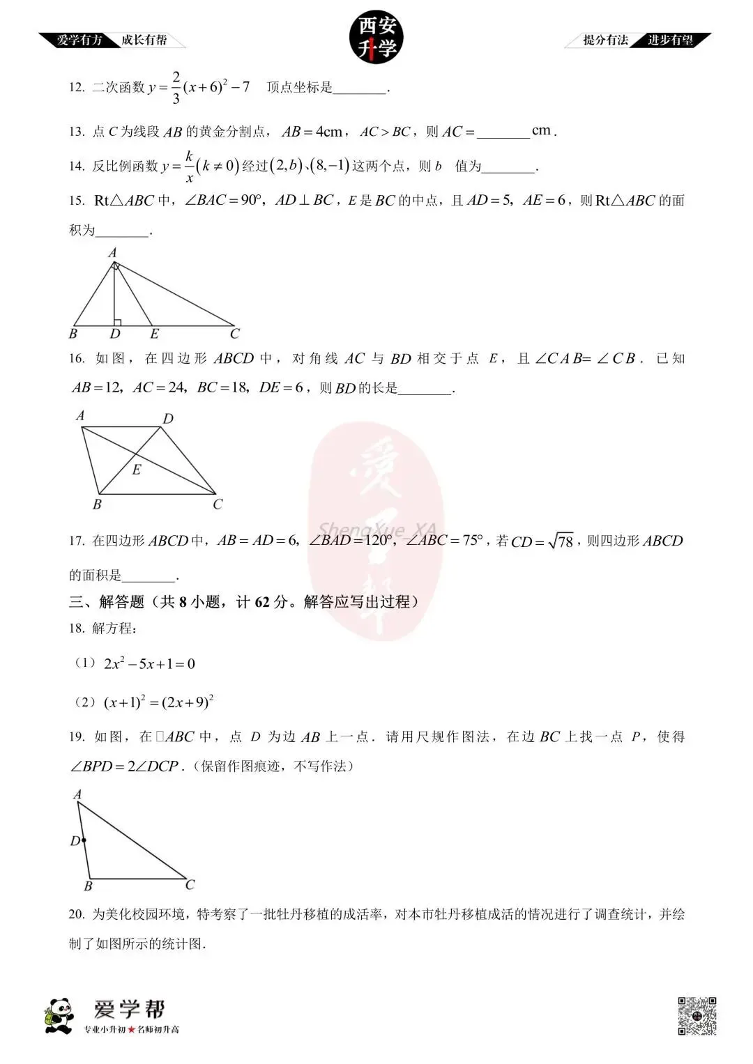 【初三真题 】九年级上学期 期中:师大附中(崇是)~数学(含答案解析)-第4张图片-四季读书网