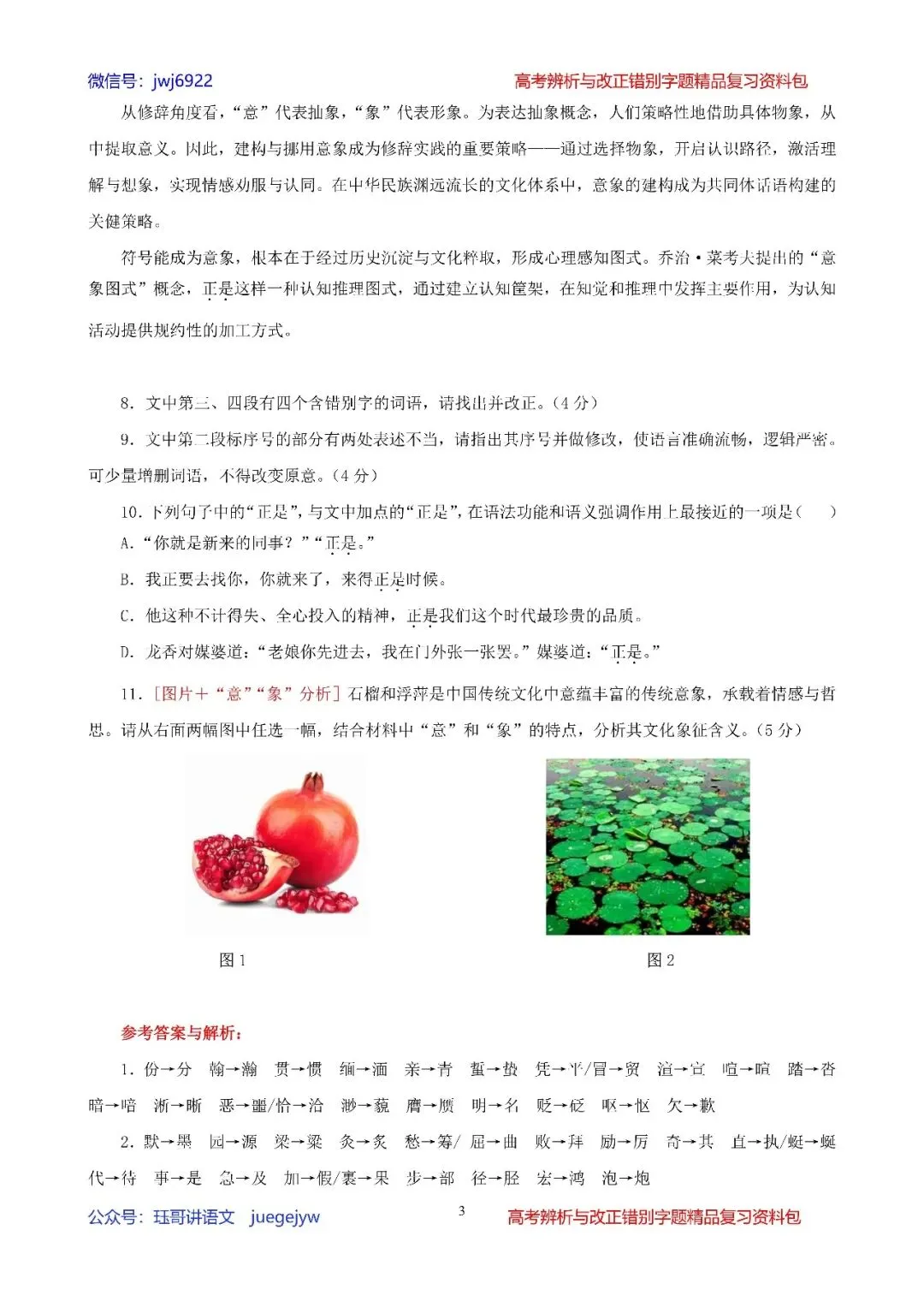 高考辨析改正错别字题04︱2027届高考语段式改正错别字题精讲精练(2027年版)(第2578期)-第3张图片-四季读书网