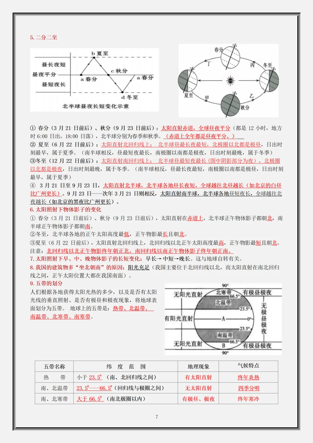 初一2026新七年级上册地理【月考复习】必背考点知识汇总(电子版可打印)-第8张图片-四季读书网