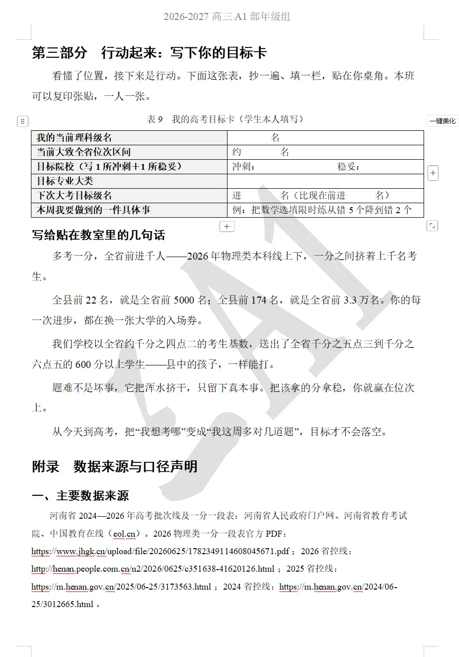 高考目标定位手册---叶县高中理科生全省位次对照与2025—2026年全国一本以上高校录取总览-第13张图片-四季读书网