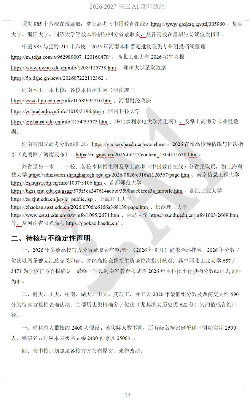 高考目标定位手册---叶县高中理科生全省位次对照与2025—2026年全国一本以上高校录取总览-第14张图片-四季读书网