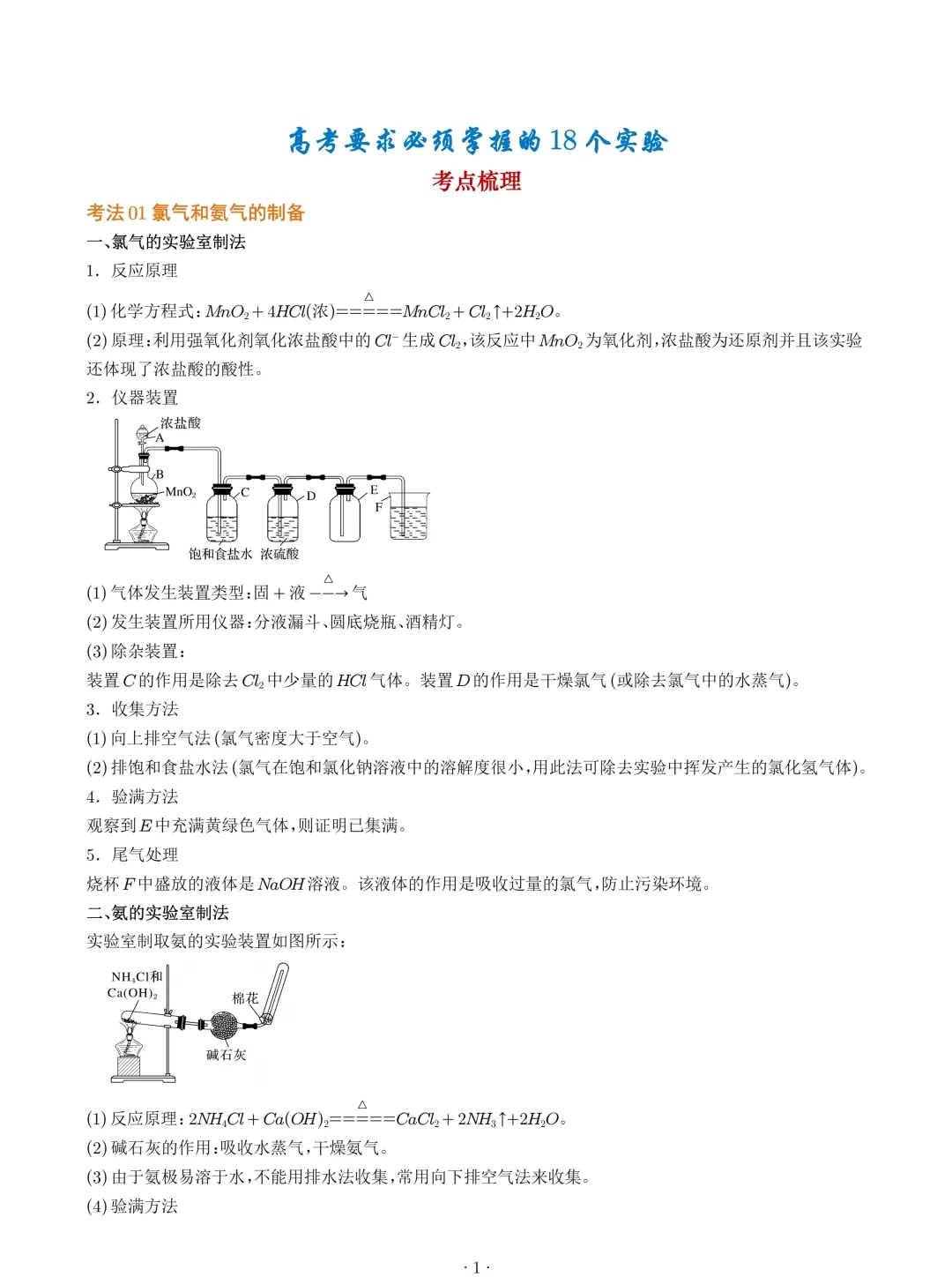 高考化学要求必须掌握的18个实验(学生版+解析版)-第5张图片-四季读书网 高考化学要求必须掌握的18个实验(学生版+解析版)-第5张图片-四季读书网