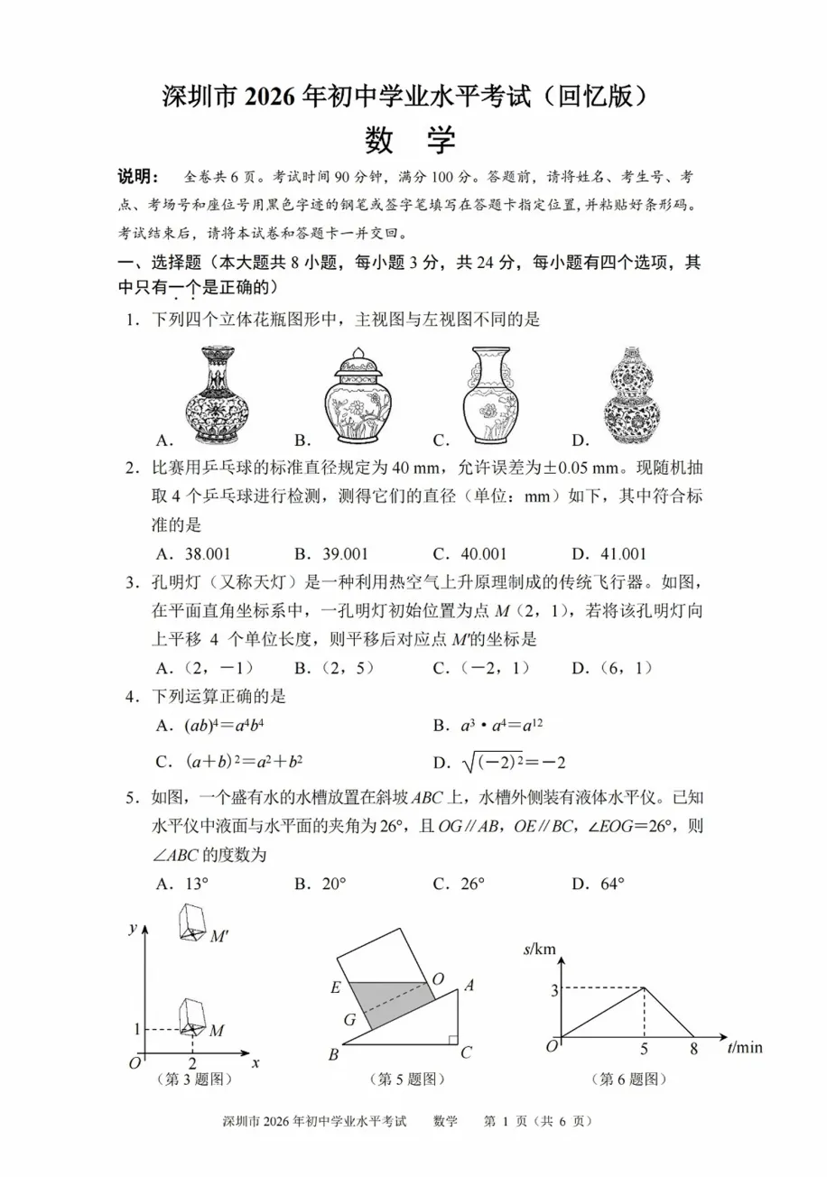 持续更新!2026年深圳中考语文/数学试卷(回忆版)-第8张图片-四季读书网