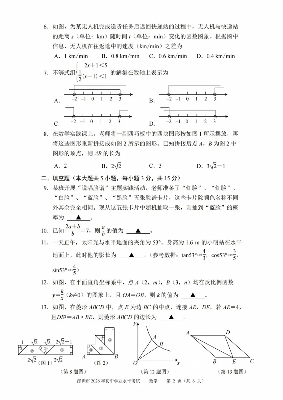 持续更新!2026年深圳中考语文/数学试卷(回忆版)-第9张图片-四季读书网