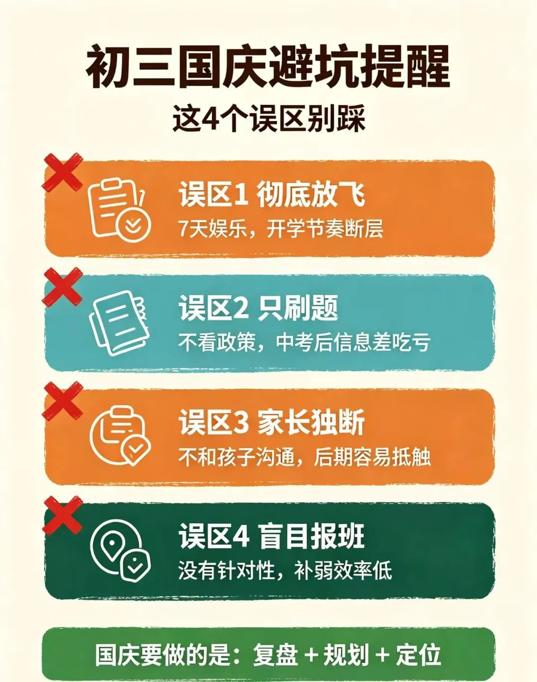 初三国庆不是用来玩的!7天做好两件事,开学直接弯道超车-第4张图片-四季读书网 初三国庆不是用来玩的!7天做好两件事,开学直接弯道超车-第4张图片-四季读书网