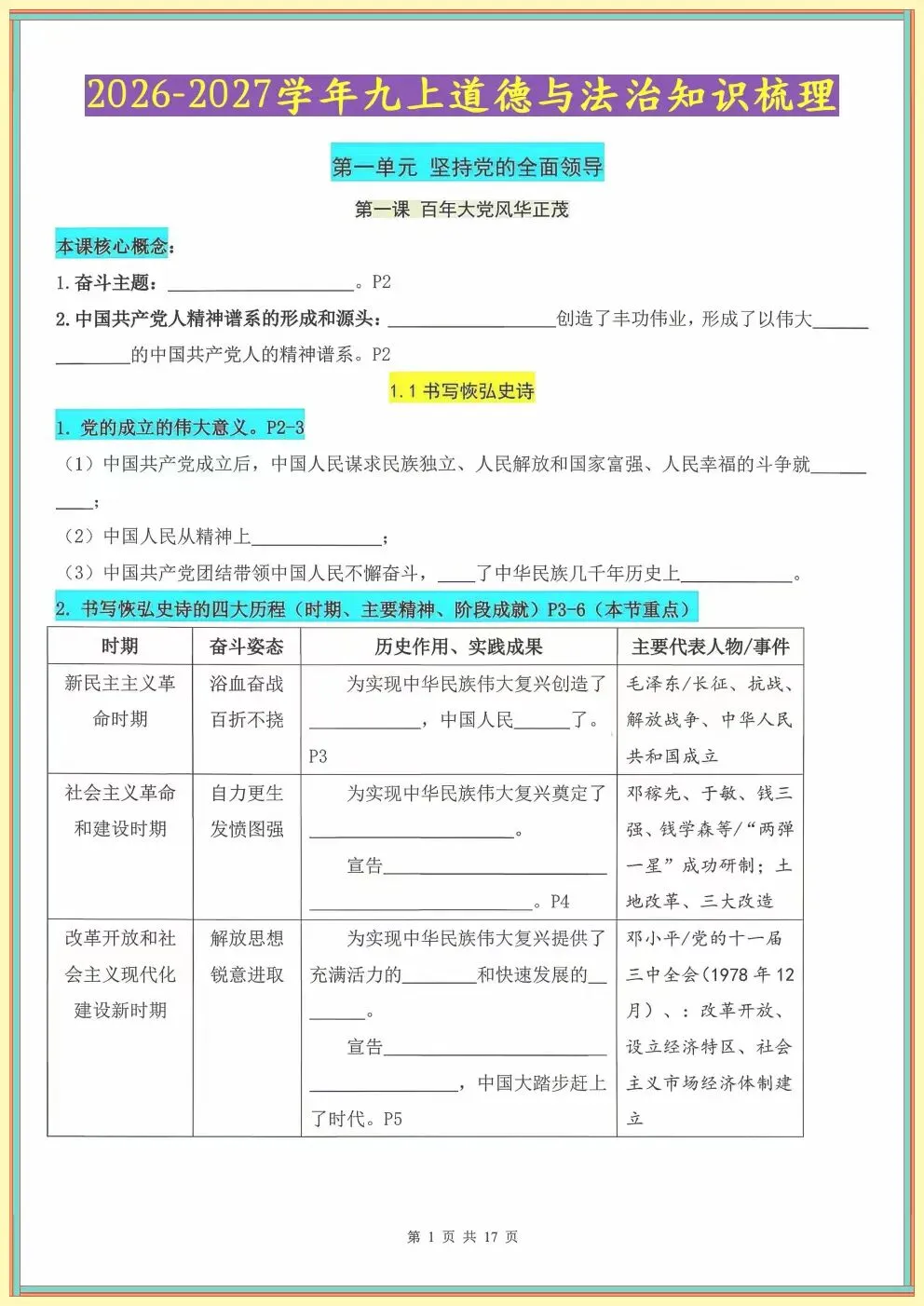 2026秋新教材初三九上道法重点知识点总结(背诵+默写训练)电子版可打印-第8张图片-四季读书网 2026秋新教材初三九上道法重点知识点总结(背诵+默写训练)电子版可打印-第8张图片-四季读书网