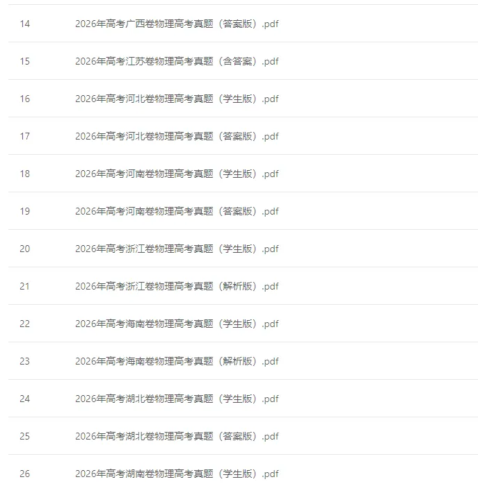【真题合集】2026年高考物理真题和答案(全国各地共23省)-第3张图片-四季读书网 【真题合集】2026年高考物理真题和答案(全国各地共23省)-第3张图片-四季读书网