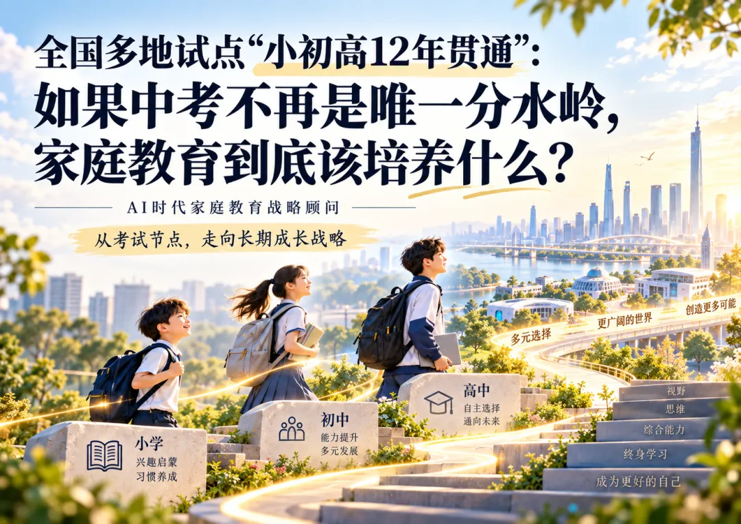 全国多地试点“小初高12年贯通”:如果中考不再是唯一分水岭,家庭教育到底该培养什么?-第1张图片-四季读书网