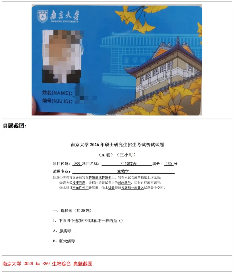 南京大学2027考研真题资料 | 南京大学生物学考研899生物综合真题答案笔记题库|持续更新中……-第12张图片-四季读书网 南京大学2027考研真题资料 | 南京大学生物学考研899生物综合真题答案笔记题库|持续更新中……-第12张图片-四季读书网