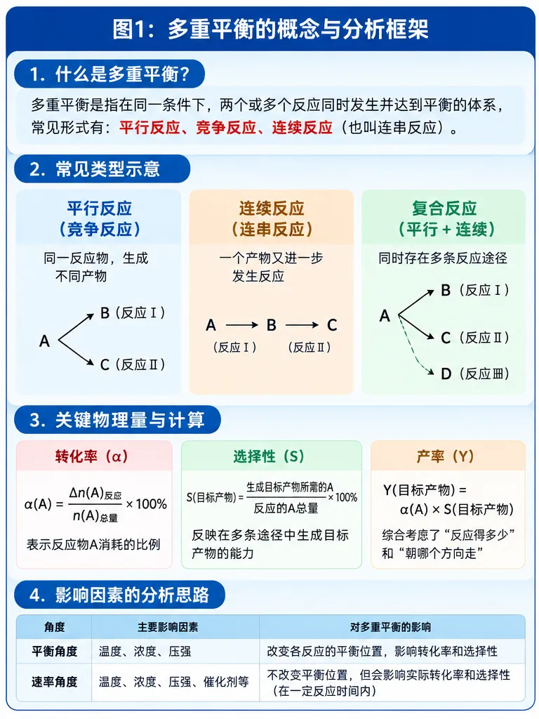 高考里的多重平衡,到底“多”在哪里?——从平行反应、连续反应到转化率与选择性-第2张图片-四季读书网 高考里的多重平衡,到底“多”在哪里?——从平行反应、连续反应到转化率与选择性-第2张图片-四季读书网