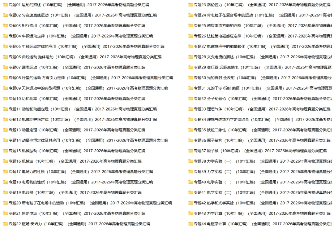 【高考真题】2017-2026高考物理真题45个专题分类汇编(原卷版+解析版)word-第2张图片-四季读书网