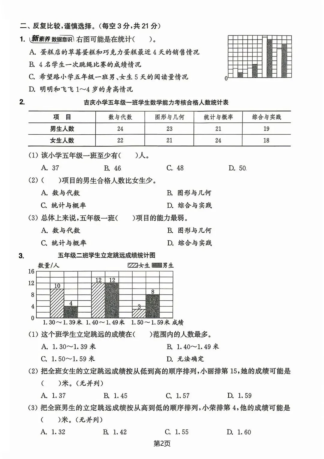 26年新版五年级上册数学【第二单元名校真题卷】苏教版,电子版可打印-第3张图片-四季读书网