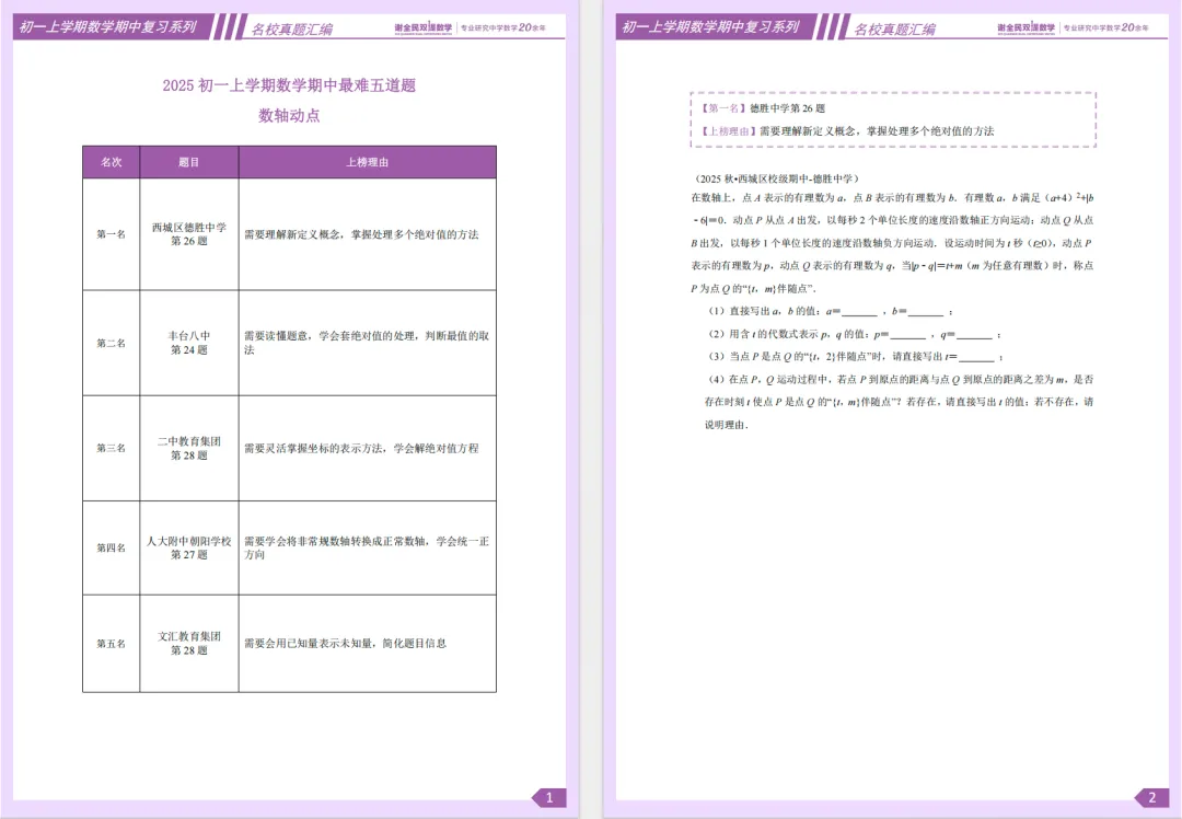 北京初一上期中|15道名校最难压轴题,搞定数学期中拉分大题-第2张图片-四季读书网 北京初一上期中|15道名校最难压轴题,搞定数学期中拉分大题-第2张图片-四季读书网