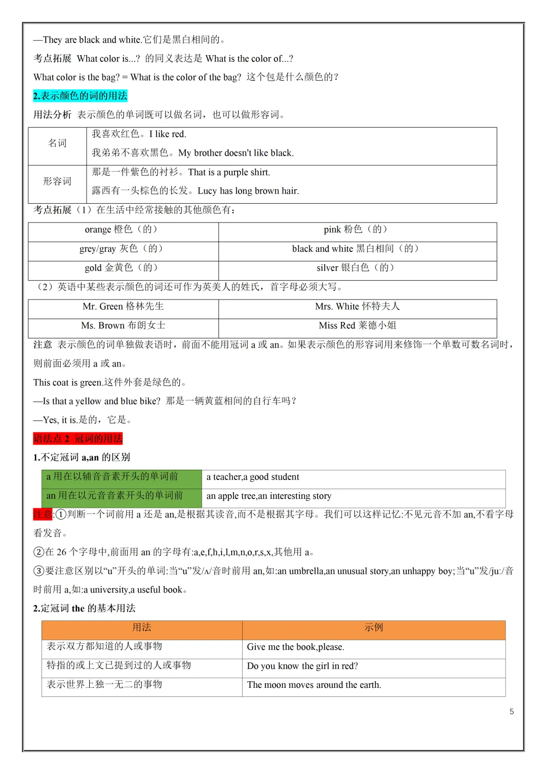 【初一】2026秋七年级上册英语人教版知识点总结(单词短语句式语法)有高清完整版可打印-第7张图片-四季读书网