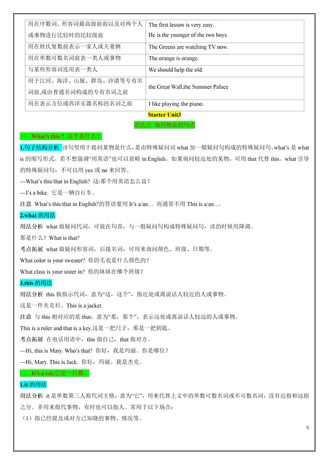 【初一】2026秋七年级上册英语人教版知识点总结(单词短语句式语法)有高清完整版可打印-第8张图片-四季读书网