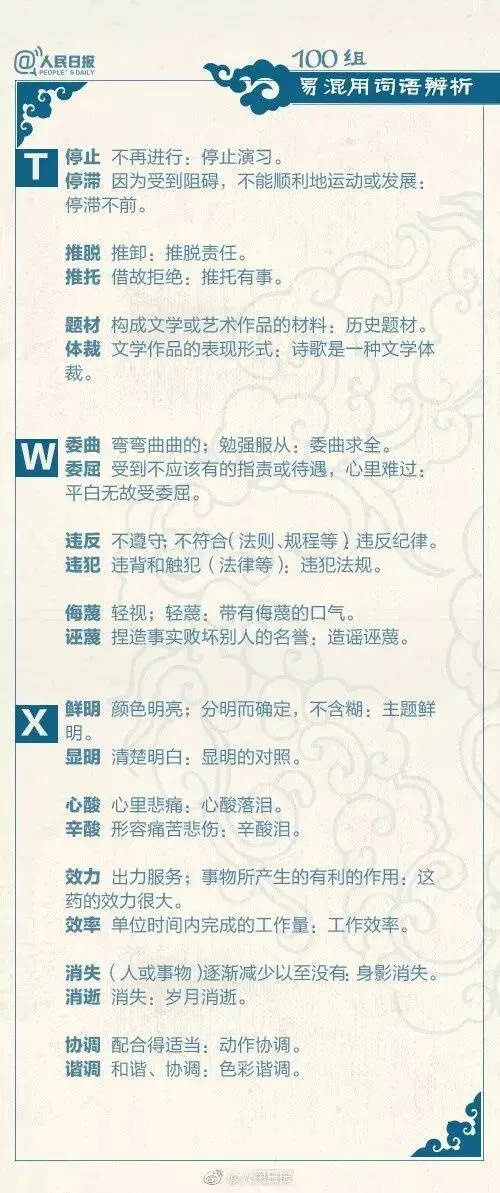 春季高考语文100组易混用词语辨析!-第8张图片-四季读书网