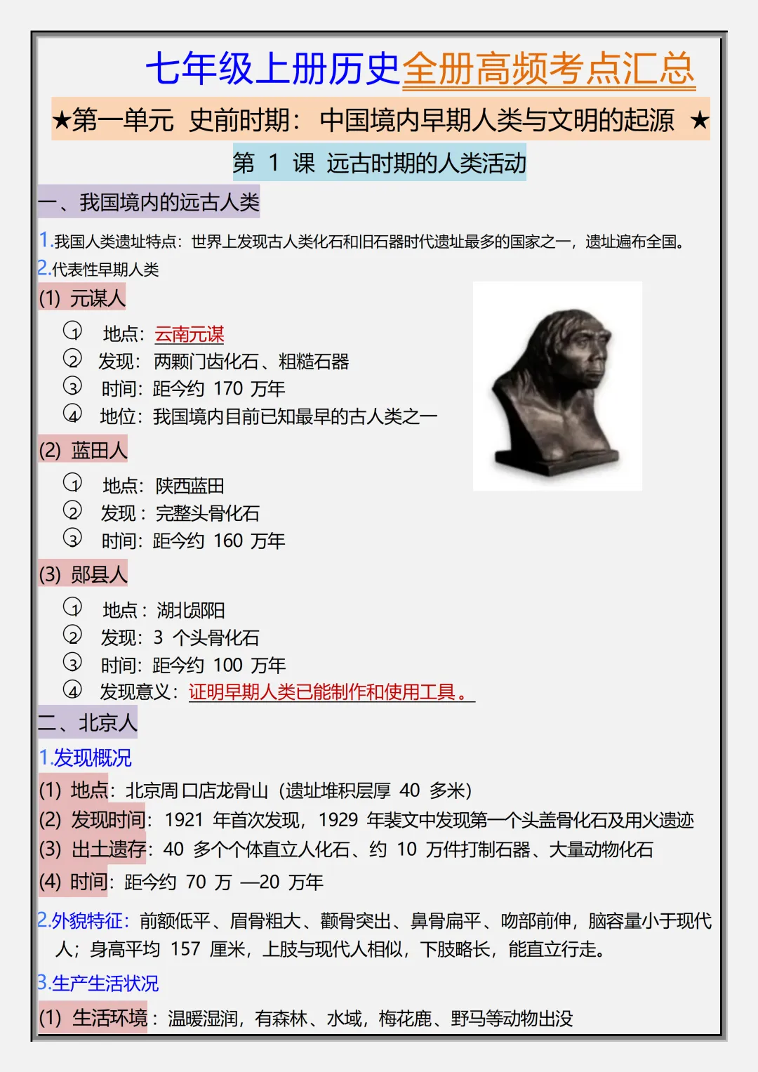 初一2026新教材七年级上册道法·国庆作业·高频考点·重点知识汇总(电子版可打印)-第2张图片-四季读书网