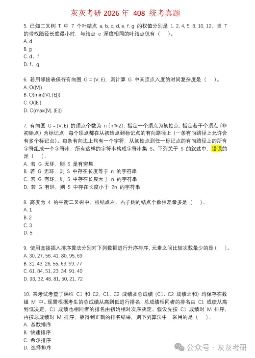 【官方版】2026年408真题解析-第4张图片-四季读书网