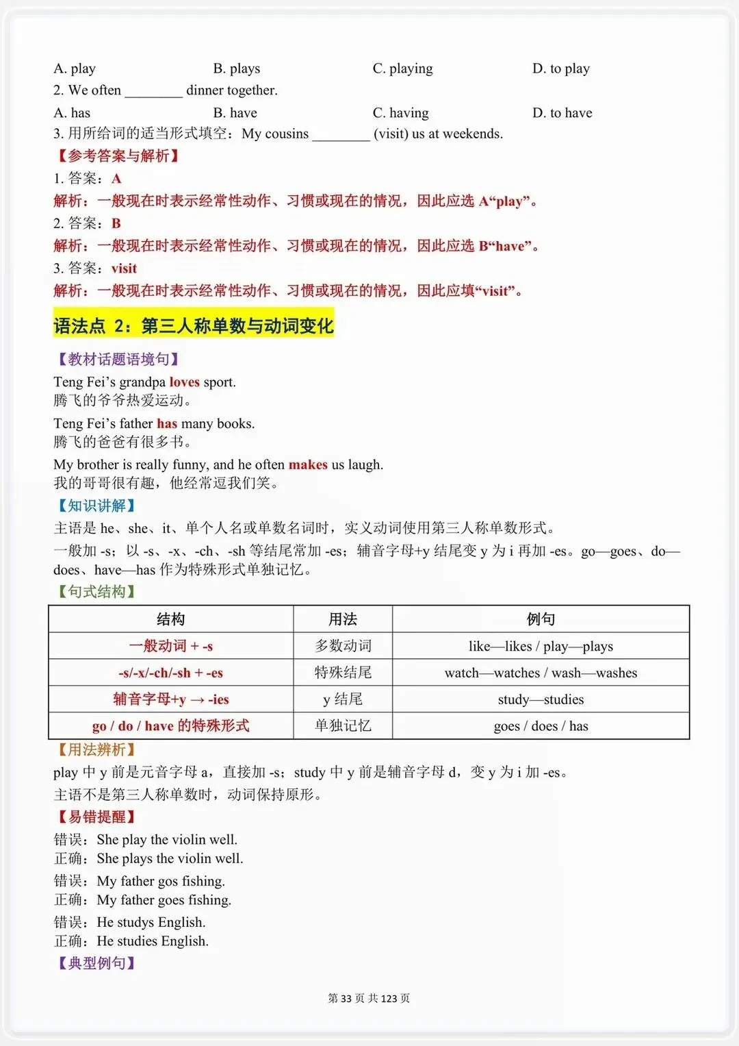 初一丨2026七年级上册人教版英语语法考点知识练习与解析-第7张图片-四季读书网 初一丨2026七年级上册人教版英语语法考点知识练习与解析-第7张图片-四季读书网