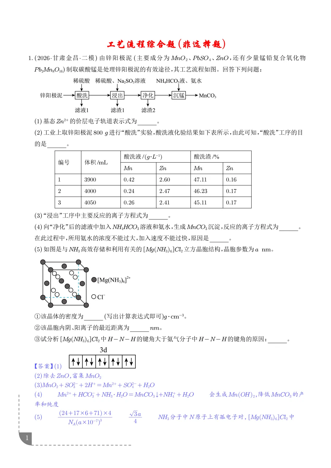 工艺流程综合题(非选择题)--2026高考化学二模分类汇编-第2张图片-四季读书网