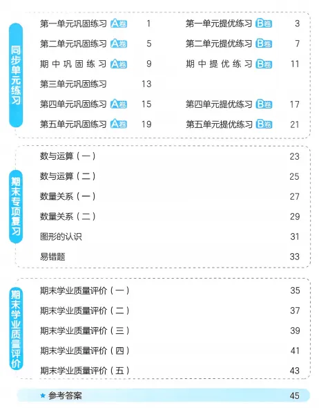 新版一二三四五六年级上册数学试卷,AB卷,分层试卷,含:单元卷、期中卷,专项复习卷,期末卷(人教版)-第1张图片-四季读书网