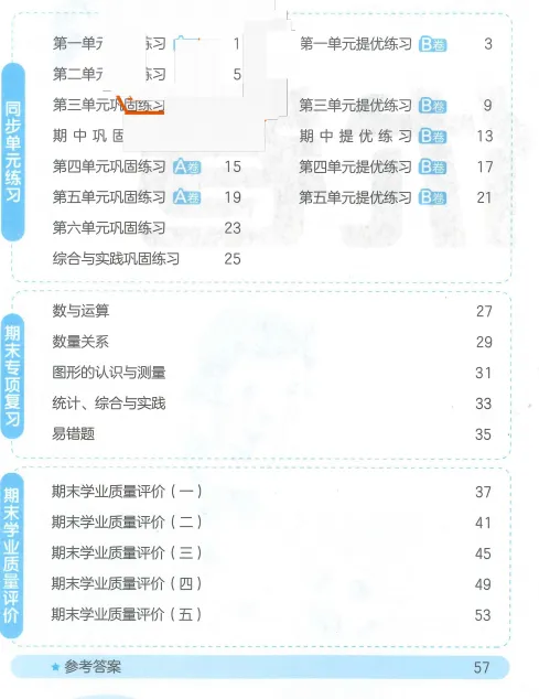 新版一二三四五六年级上册数学试卷,AB卷,分层试卷,含:单元卷、期中卷,专项复习卷,期末卷(人教版)-第16张图片-四季读书网